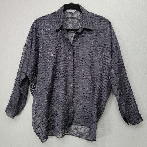 ALANI THE GRAY SHEER BLOUSE, SIZE S? - Picture 3 of 7
